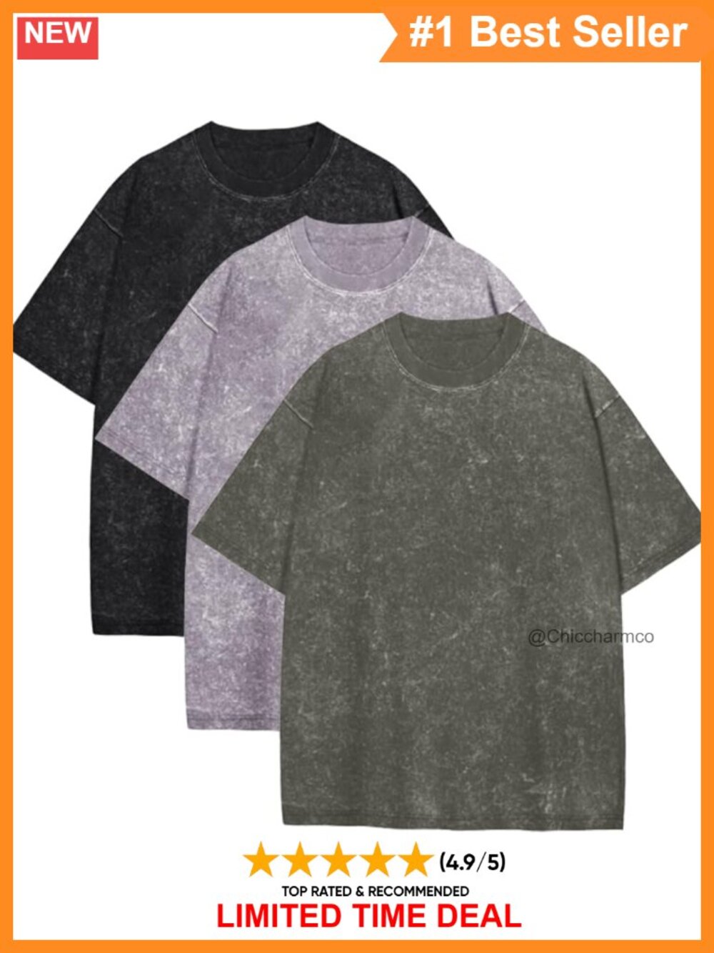 Men's Oversized Vintage Washed Basic Loose Tees Short Sleeve Crew Neck